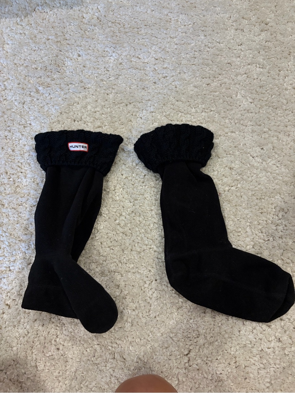 Hunter Black Knee-High Socks with Knit Cuff